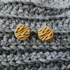 Polymer Clay Studs - Light Tan Knit