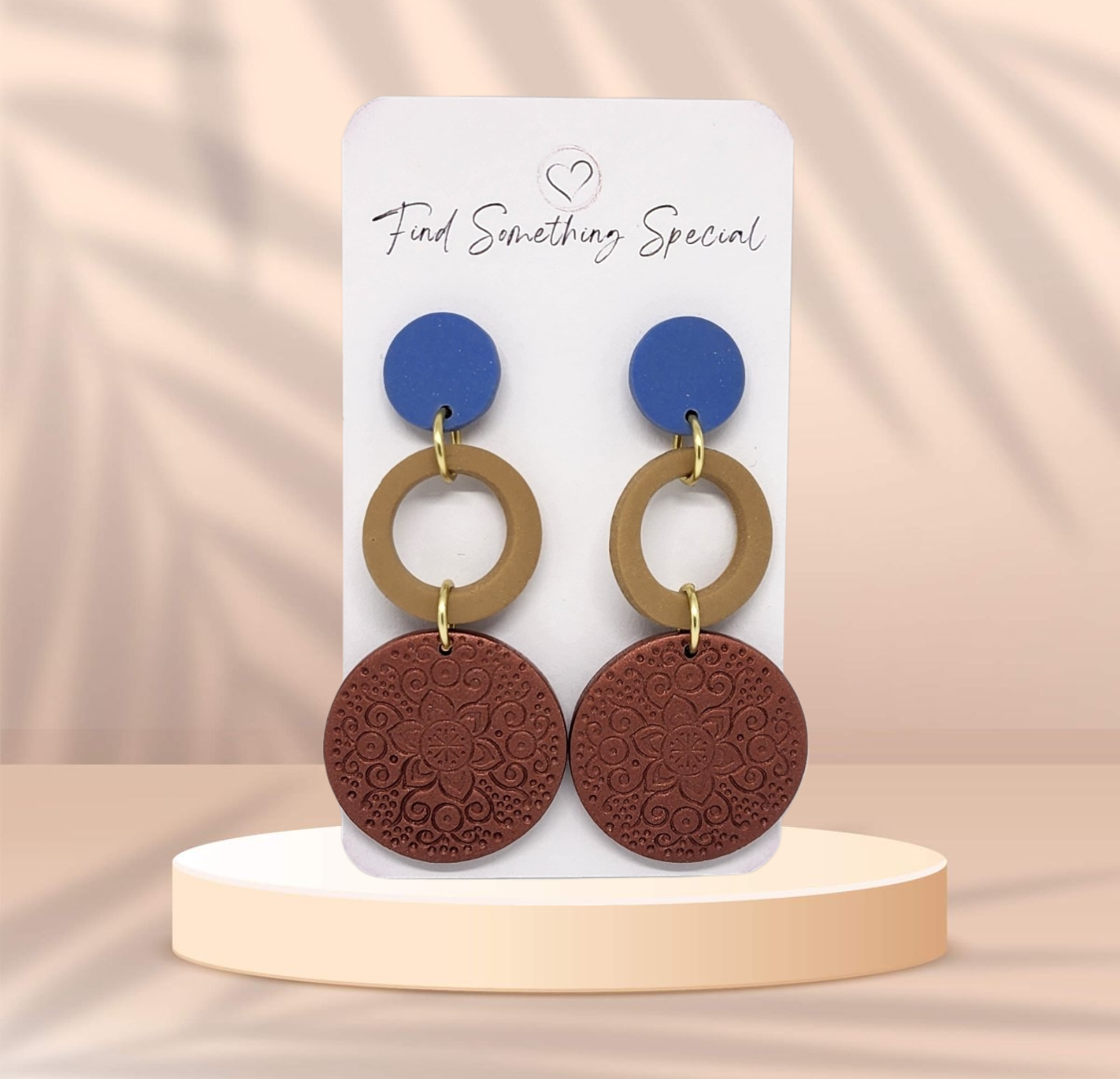 Polymer Clay Earrings - Multicolour Circles with Print Polymer Clay Earrings - Multicolour Circles with Print
