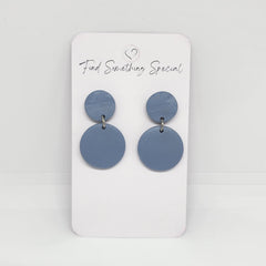 Polymer Clay Earrings Double Circles  - Steel Blue