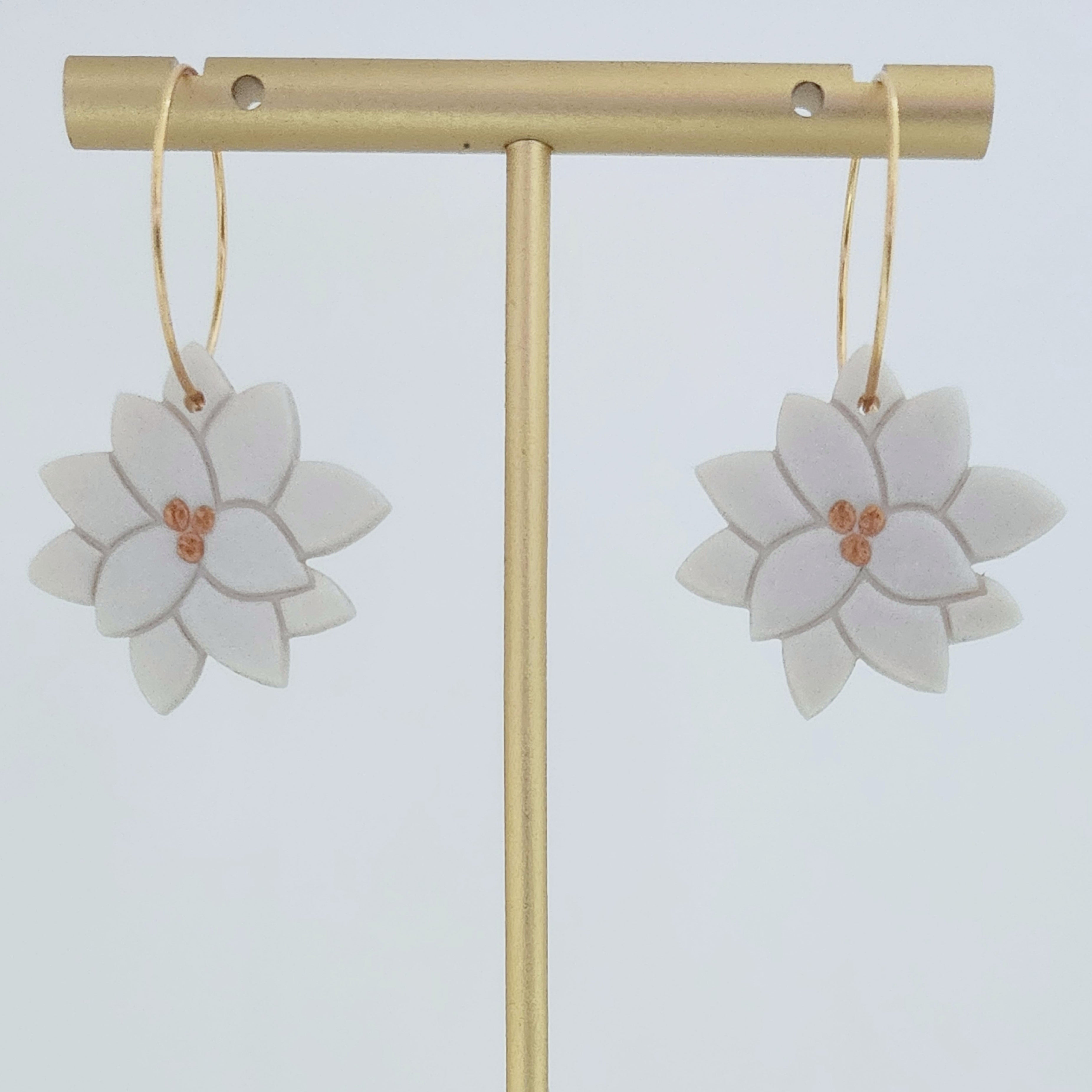 Polymer Clay Earrings - Two Tone Flower Hoops Polymer Clay Earrings - Two Tone Flower Hoops