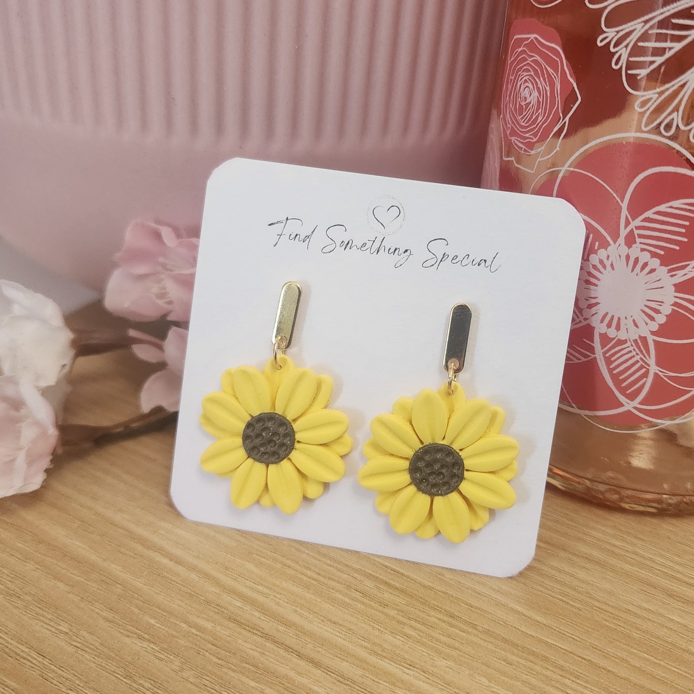 Polymer Clay Earrings - Sunflower Dangles Polymer Clay Earrings - Sunflower Dangles