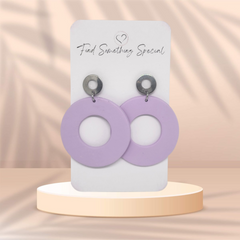 Polymer Clay Earrings - Large Lilac Circles