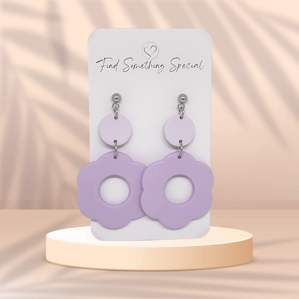 Polymer Clay Earrings - Lilac Flower