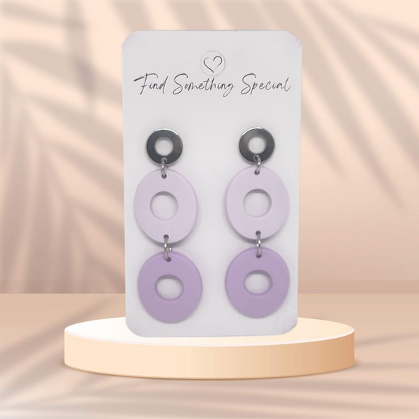 Polymer Clay Earrings - Lilac Ovals