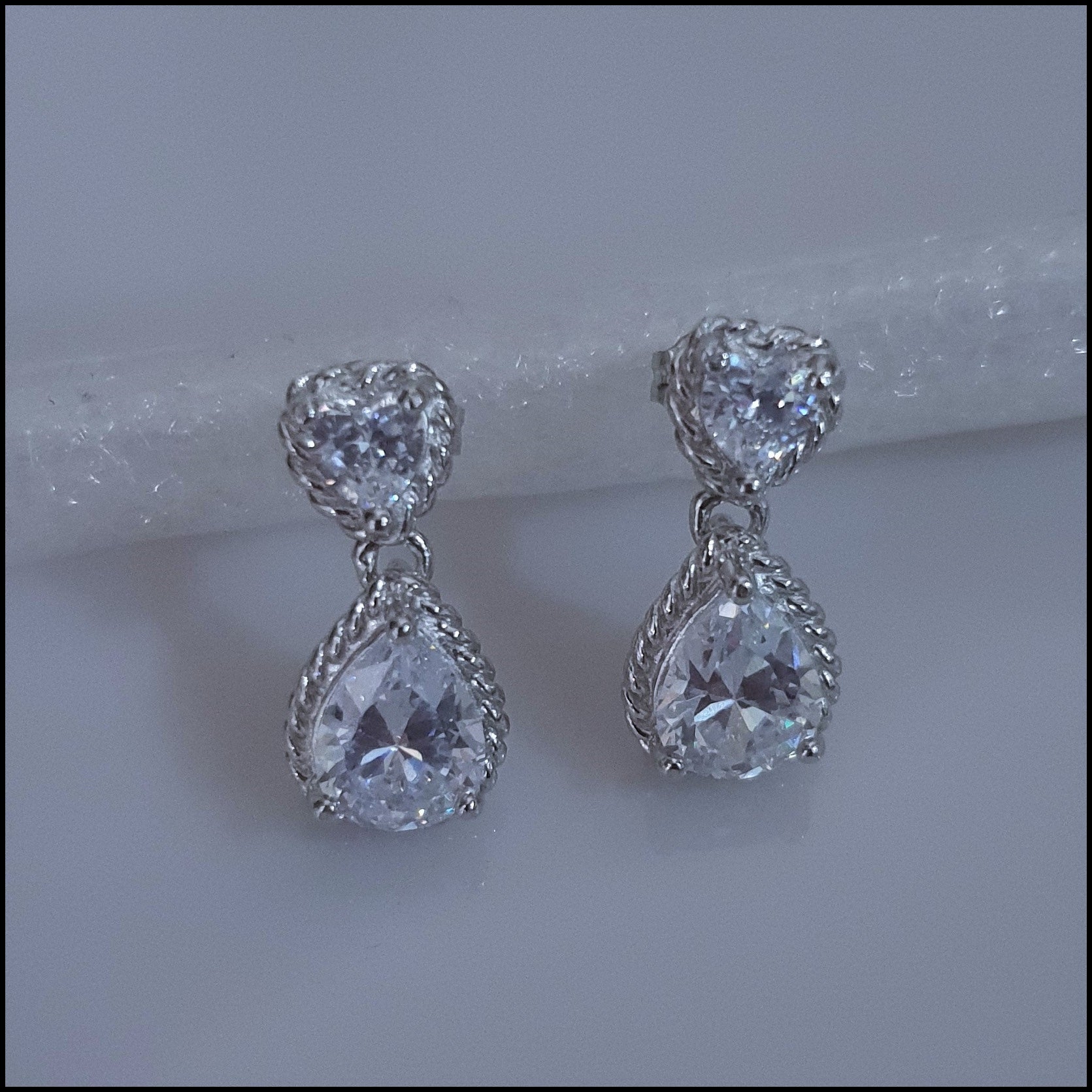 Sterling Silver Tear Shaped Crystal Drop Studs Sterling Silver Tear Shaped Crystal Drop Studs