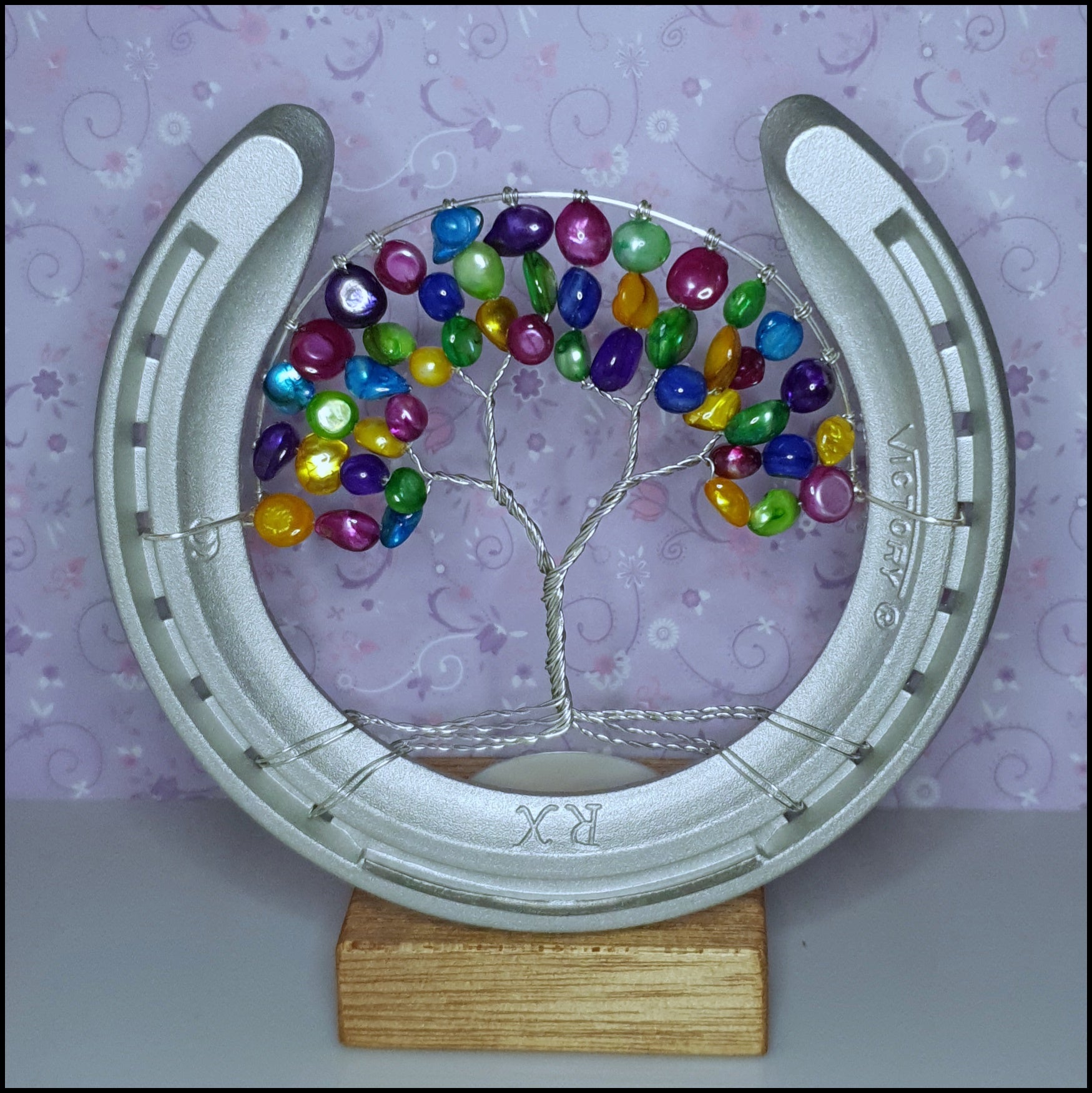 Handmade Tree of Life Horseshoe Candle - Rainbow Handmade Tree of Life Horseshoe Candle - Rainbow