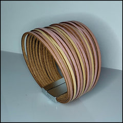 Multi Strand Magnetic Bracelet - Pink/Cream