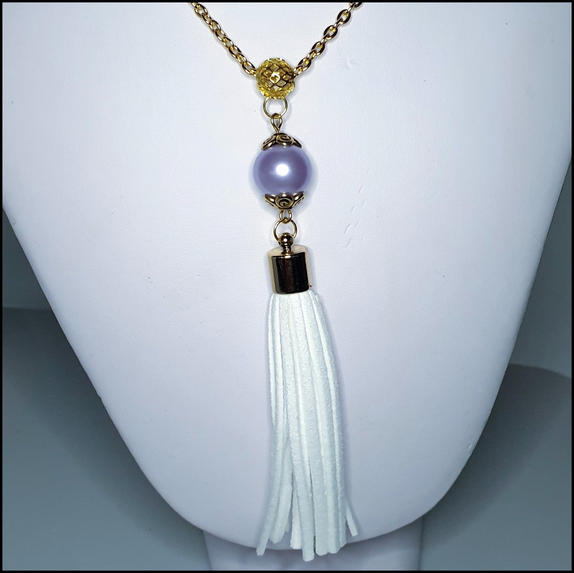 Handmade Tassel Necklace - White Handmade Tassel Necklace - White