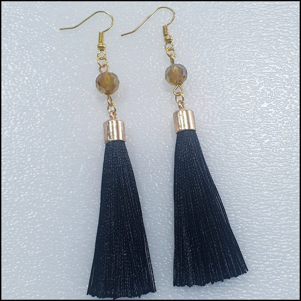 Handmade Fine Tassel Earrings - Black