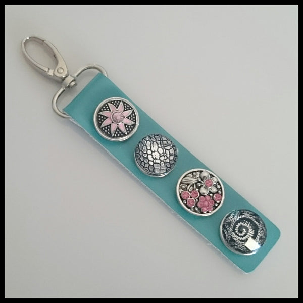 Leather 4 Snap Key Ring Teal - Set 2