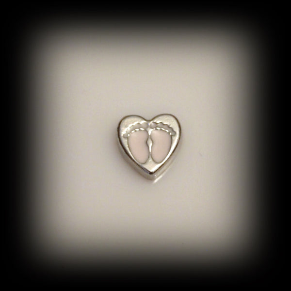 Baby Feet on Heart Floating Charm