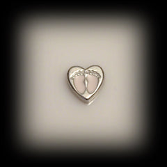 Baby Feet on Heart Floating Charm - Find Something Special