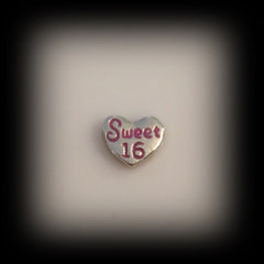Sweet 16 Heart Floating Charm - Find Something Special
