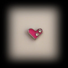 Pink Heart with Crystals Floating Charm - Find Something Special