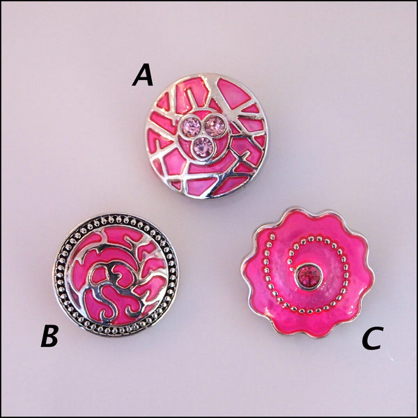 Deluxe Pink Enamel Snap Button