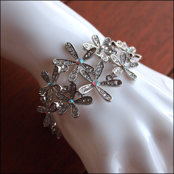 Daisy Chain Crystal Bracelet - Silver