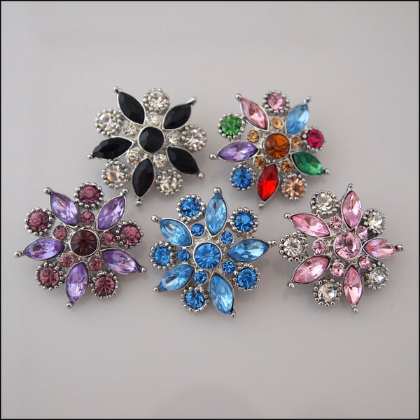 Deluxe Decorative Crystal Flower Snap Button
