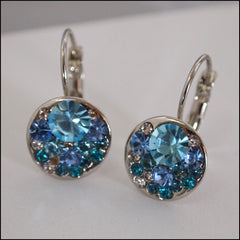 Blue Crystal Drop Earrings - Platinum Plated - Find Something Special