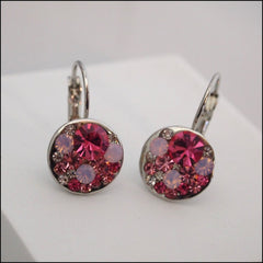 Pink Crystal Drop Earrings - Platinum Plated - Find Something Special