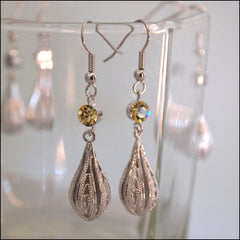 Crystal Rain Drop Earrings - Yellow - Find Something Special