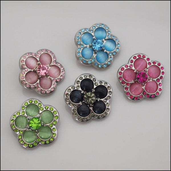 Deluxe Flower Shape Crystal Snap Button