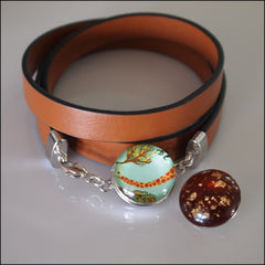 Leather Snap Button Wrap Bracelet - Brown - Find Something Special