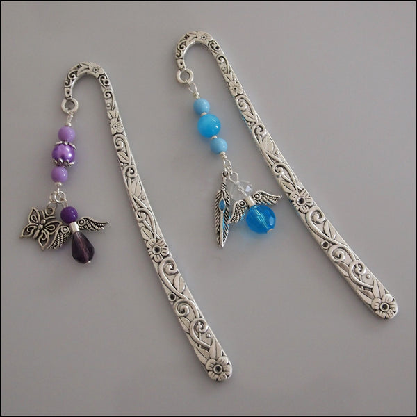 Angel Bookmark - Floral Silver