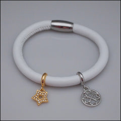 Single Leather Charm Bracelet - White - Find Something Special