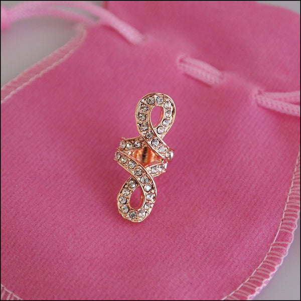 Large Crystal Knot Charm - Rose Gold Plated