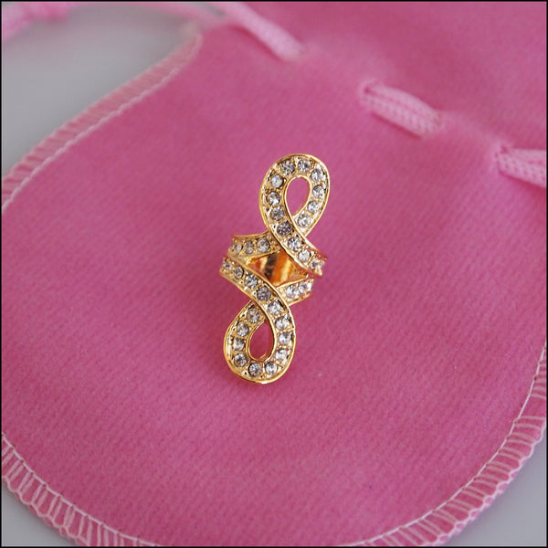 Large Crystal Knot Charm - Gold Plated