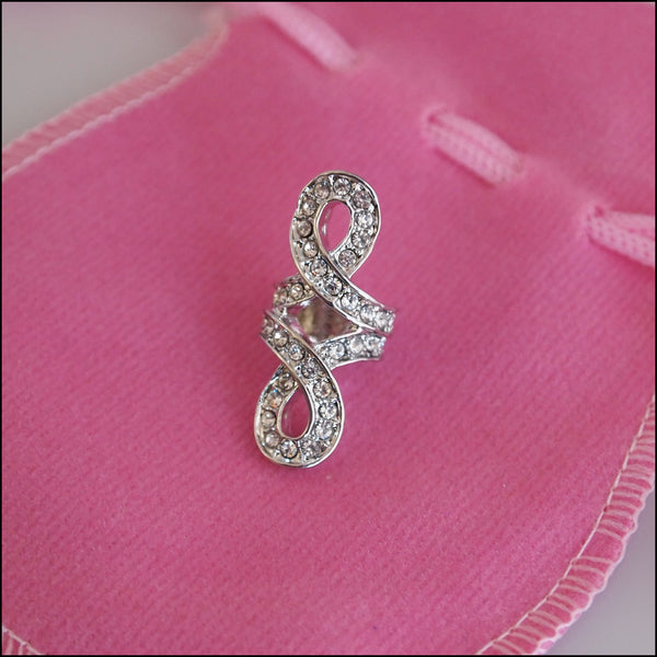 Large Crystal Knot Charm - Silver Plated