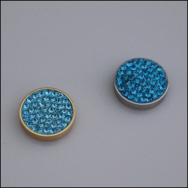 Pave Crystal Blue 12mm Magnetic Coin