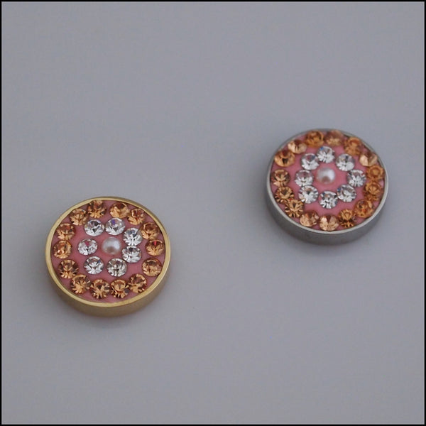 Pave Crystal Champagne/White 12mm Magnetic Coin