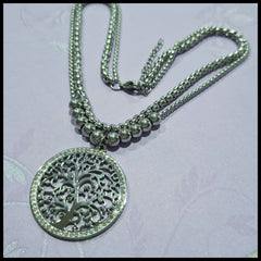Stainless Steel Tree of Life Crystal Pendant