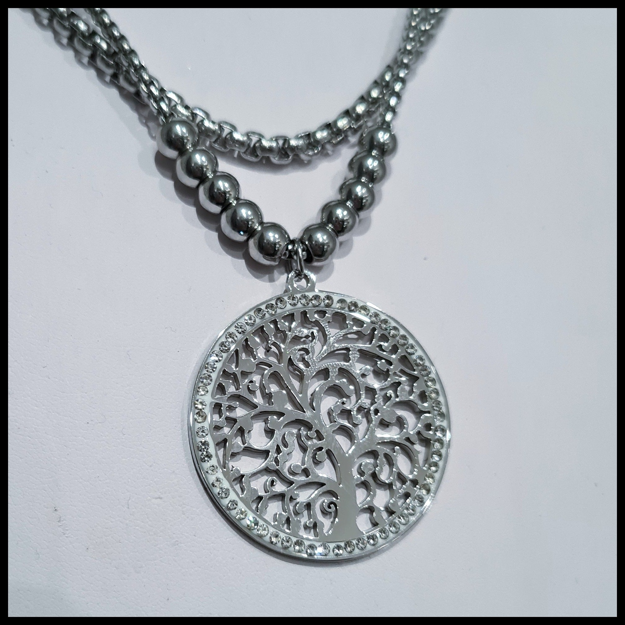Stainless Steel Tree of Life Crystal Pendant Stainless Steel Tree of Life Crystal Pendant