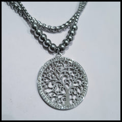 Stainless Steel Tree of Life Crystal Pendant