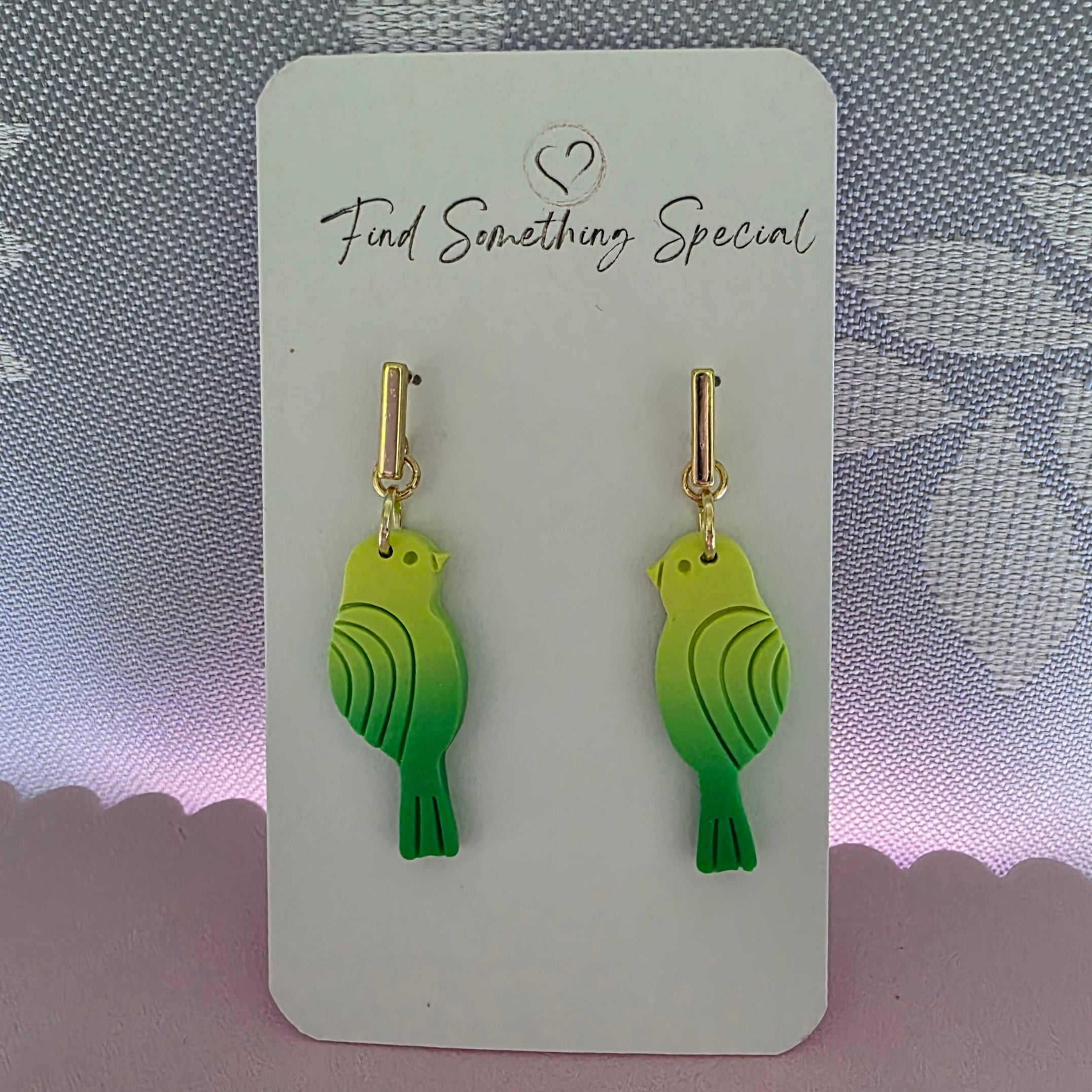Polymer Clay Earrings - Yellow/Green Budgies