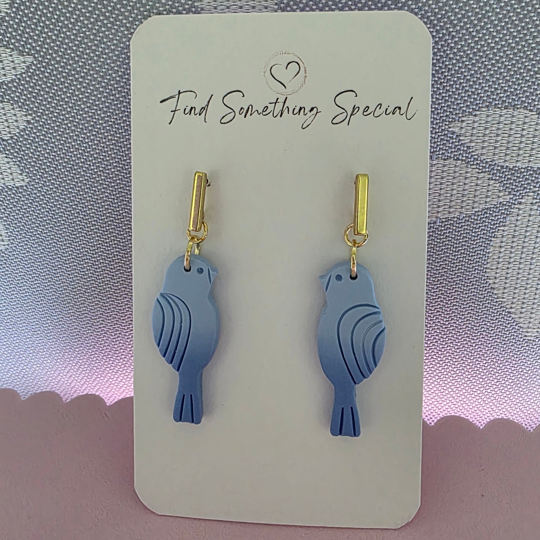 Polymer Clay Earrings - Blue Budgies