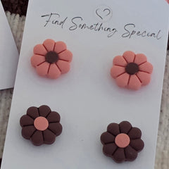Polymer Clay Earrings - 8 Petal Flower Stud