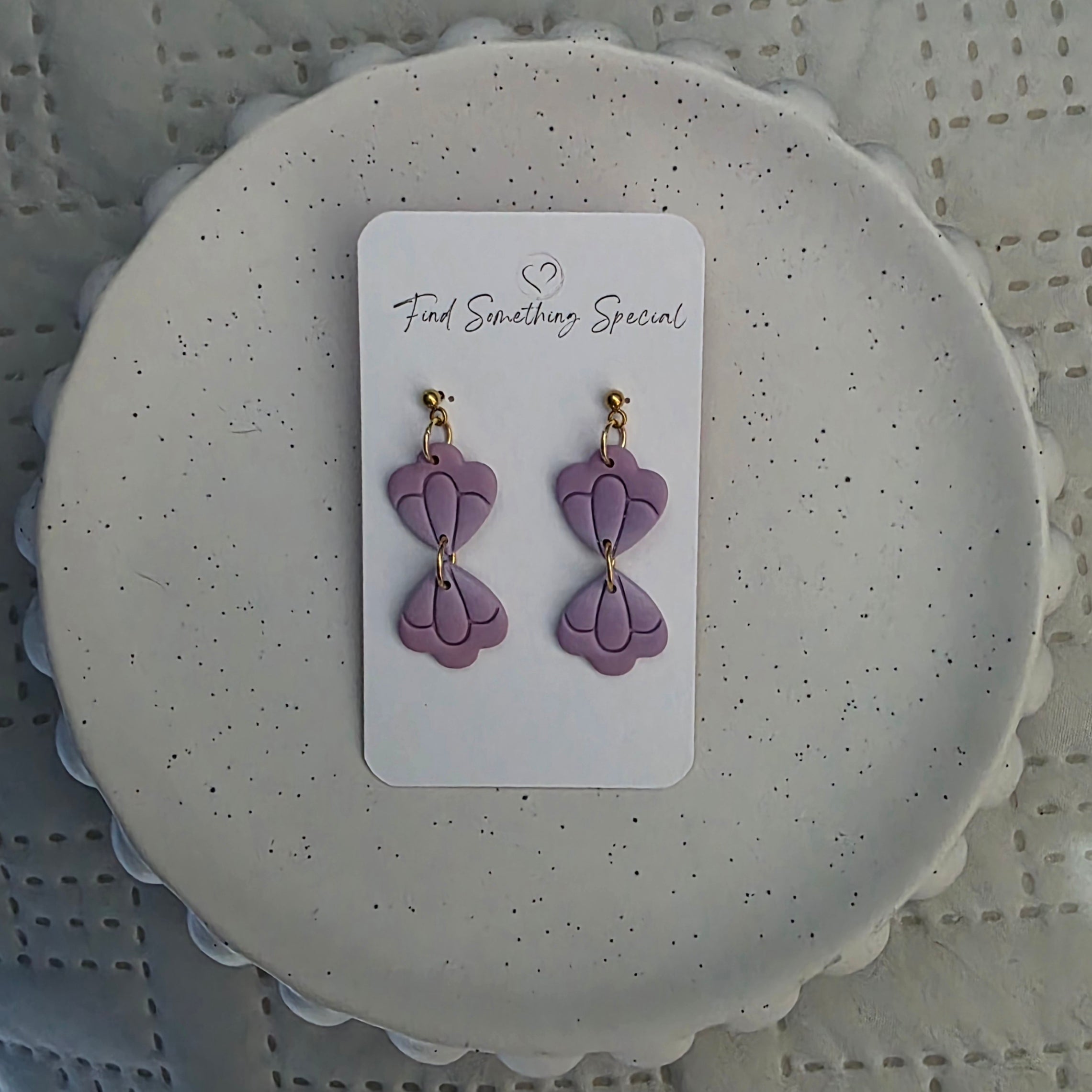Polymer Clay Earrings - Pink/Purple Fade Double Fan