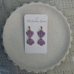 Polymer Clay Earrings - Pink/Purple Fade Double Fan