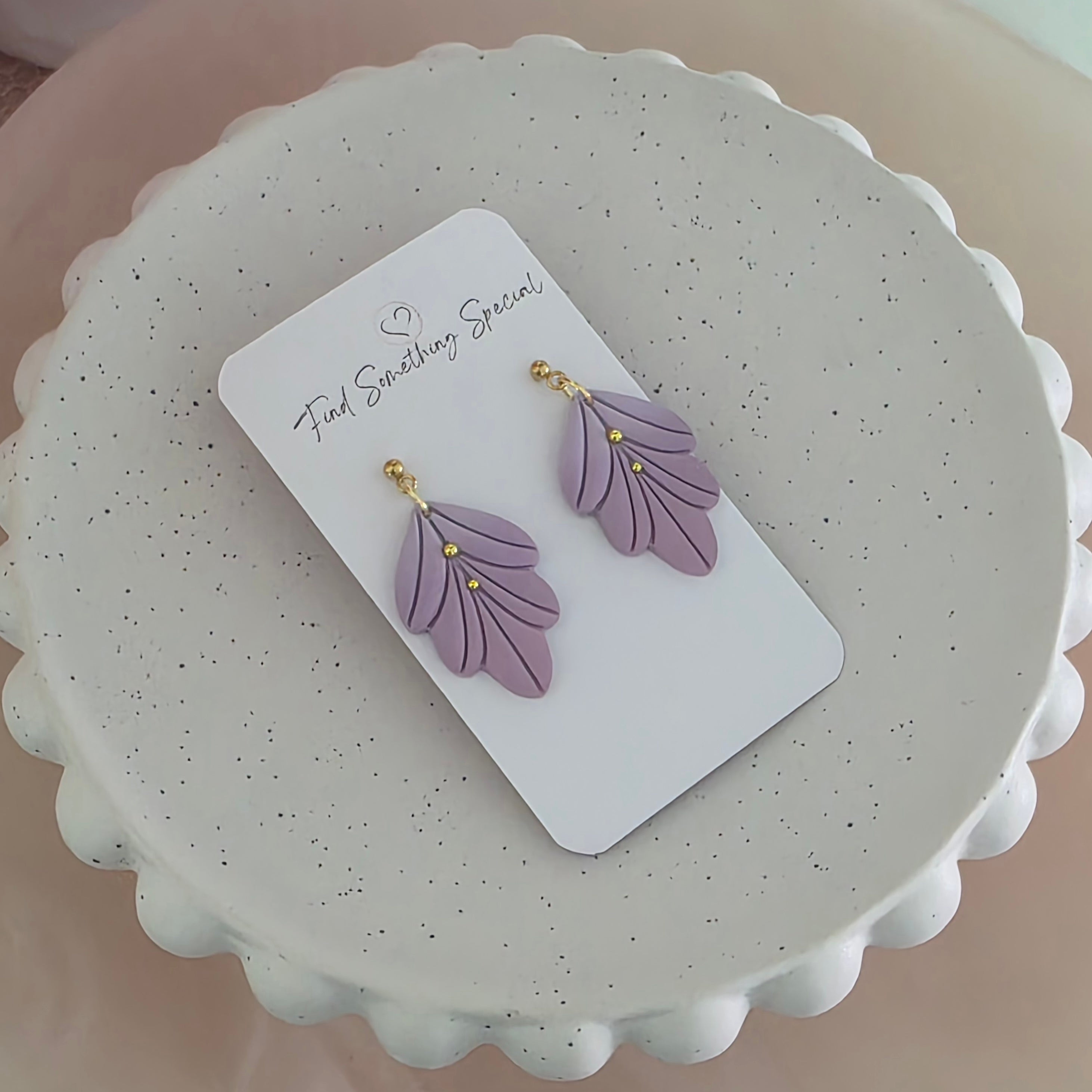 Polymer Clay Earrings - Purple Fade with Gold Bead Detail