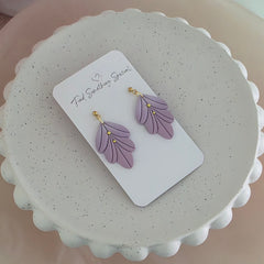 Polymer Clay Earrings - Purple Fade with Gold Bead Detail
