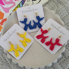 Polymer Clay Earrings - Balloon Dog Dangles