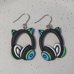 Polymer Clay Earrings - Cat Headphones