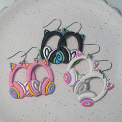 Polymer Clay Earrings - Cat Headphones