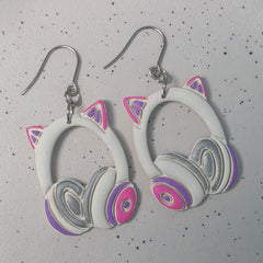Polymer Clay Earrings - Cat Headphones