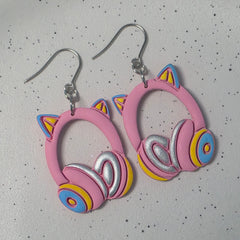 Polymer Clay Earrings - Cat Headphones