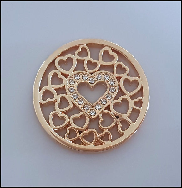 Coin for Coin Pendant - Crystal Heart Gold