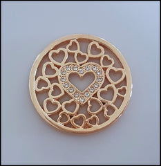 Coin for Coin Pendant - Crystal Heart Gold